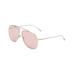 Fendi - FF Family - Oversize Pilot Sunglasses - Gold Pink - Sunglasses - Eyewear - Avvenice