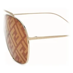 Fendi - FF Family - Oversize Pilot Sunglasses - Gold Brown - Sunglasses - Eyewear - Avvenice^ Sunglasses & Eyewear
