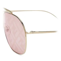 Fendi - FF Family - Oversize Pilot Sunglasses - Gold Pink - Sunglasses - Eyewear - Avvenice