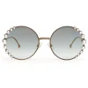 Fendi - Ribbons and Pearls - Bronze Round Oversize Sunglasses - Sunglasses - Eyewear - Avvenice^ Sunglasses & Eyewear