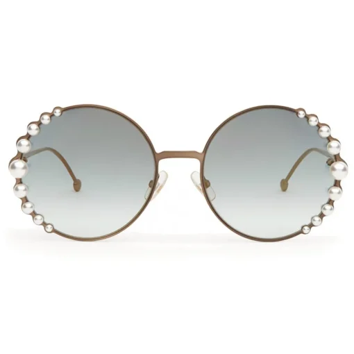 Fendi - Ribbons and Pearls - Bronze Round Oversize Sunglasses - Sunglasses - Eyewear - Avvenice^ Sunglasses & Eyewear