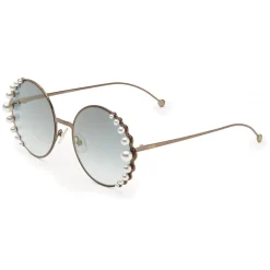Fendi - Ribbons and Pearls - Bronze Round Oversize Sunglasses - Sunglasses - Eyewear - Avvenice^ Sunglasses & Eyewear