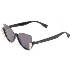 Fendi - Ribbons and Pearls - Black Cat Eye Oversize Sunglasses - Sunglasses - Eyewear - Avvenice
