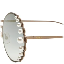 Fendi - Ribbons and Pearls - Bronze Round Oversize Sunglasses - Sunglasses - Eyewear - Avvenice^ Sunglasses & Eyewear