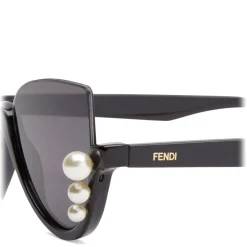 Fendi - Ribbons and Pearls - Black Cat Eye Oversize Sunglasses - Sunglasses - Eyewear - Avvenice