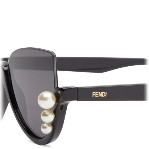 Fendi - Ribbons and Pearls - Black Cat Eye Oversize Sunglasses - Sunglasses - Eyewear - Avvenice