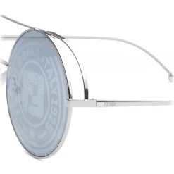 Fendi - Run Away - Round Oversize Sunglasses - Gray Silver - Sunglasses - Eyewear - Avvenice^ Sunglasses & Eyewear