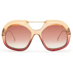 Fendi - Tropical Shine - Rose & Red Aviator Oversize Sunglasses - Sunglasses - Eyewear - Avvenice