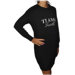 Ga\u00eblle Paris Gaëlle Paris - Crewneck Dress with Long Sleeve - Black - Dress - Made in Italy - Luxury Exclusive Collection - Avvenice^ Dresses