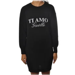 Ga\u00eblle Paris Gaëlle Paris - Crewneck Dress with Long Sleeve - Black - Dress - Made in Italy - Luxury Exclusive Collection - Avvenice^ Dresses
