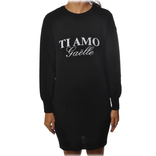 Ga\u00eblle Paris Gaëlle Paris - Crewneck Dress with Long Sleeve - Black - Dress - Made in Italy - Luxury Exclusive Collection - Avvenice^ Dresses