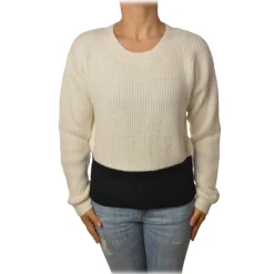 Ga\u00eblle Paris Gaëlle Paris - Crewneck Pullover with Opening on the Back - White - Sweater - Made in Italy - Luxury Exclusive Collection - Avvenice^ Knitwears