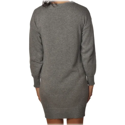 Ga\u00eblle Paris Gaëlle Paris - Dress with Long Sleeve - Gray - Dress - Made in Italy - Luxury Exclusive Collection - Avvenice