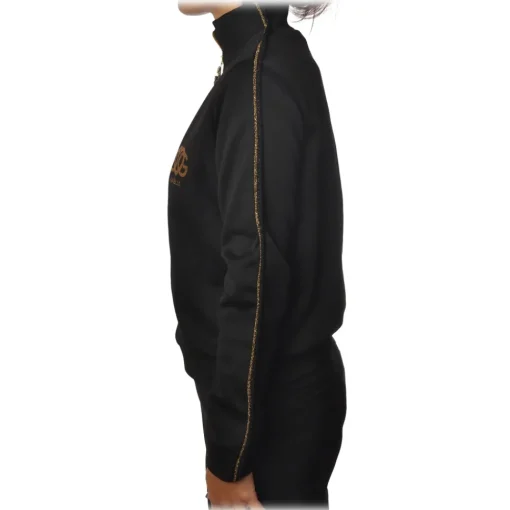 Ga\u00eblle Paris Gaëlle Paris - High Neck Sweatshirt with Zip Closure - Black - Sweatshirt - Made in Italy - Luxury Exclusive Collection - Avvenice^ Sweatshirts
