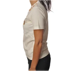 Ga\u00eblle Paris Gaëlle Paris - Short Sleeve Crewneck T-Shirt - Cream - T-Shirt - Made in Italy - Luxury Exclusive Collection - Avvenice^ T-shirt