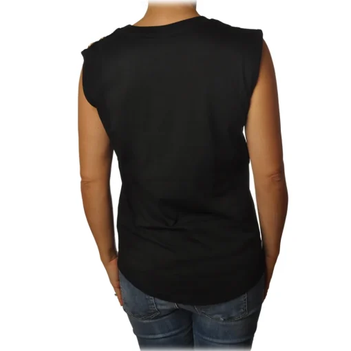 Ga\u00eblle Paris Gaëlle Paris - Sleeveless Crewneck T-Shirt - Black - T-Shirt - Made in Italy - Luxury Exclusive Collection - Avvenice