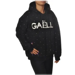 Ga\u00eblle Paris Gaëlle Paris - Sweatshirt with Hood and Zip Closure - Black - Sweatshirt - Made in Italy - Luxury Exclusive Collection - Avvenice