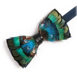 Genius Bowtie - Botticelli - Navy Blue - Suede Leather Bow Tie with Feathers - Luxury High Quality Bow Tie - Avvenice^ Ties & Bow Ties
