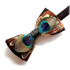 Genius Bowtie - Darwin - Black - Suede Leather Bow Tie with Feathers - Luxury High Quality Bow Tie - Avvenice^ Ties & Bow Ties