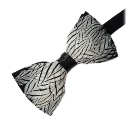Genius Bowtie - Freud - Black - Suede Leather Bow Tie with Feathers - Luxury High Quality Bow Tie - Avvenice^ Ties & Bow Ties