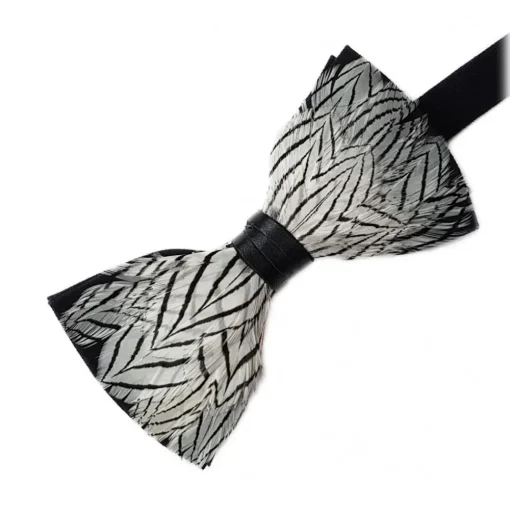 Genius Bowtie - Freud - Black - Suede Leather Bow Tie with Feathers - Luxury High Quality Bow Tie - Avvenice^ Ties & Bow Ties