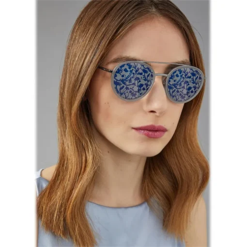Giorgio Armani - Floral - Sunglasses with Floral Print Lenses - Blue - Sunglasses - Eyewear - Avvenice^ Sunglasses & Eyewear