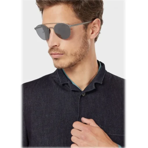 Giorgio Armani - Panthos Shape Sunglasses - Light Grey - Sunglasses - Eyewear - Avvenice