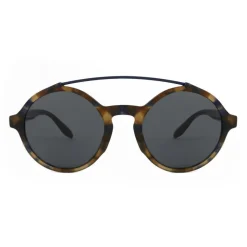 Giorgio Armani - Round Frame Sunglasses with Metal Details - Grey - Eyewear - Avvenice