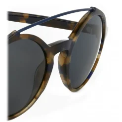 Giorgio Armani - Round Frame Sunglasses with Metal Details - Grey - Eyewear - Avvenice