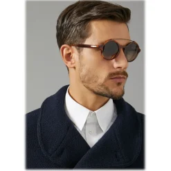Giorgio Armani - Round Frame Sunglasses with Metal Details - Dark Grey - Eyewear - Avvenice^ Sunglasses & Eyewear