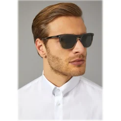 Giorgio Armani - Square Striped Frame Sunglasses - Grey - Sunglasses - Eyewear - Avvenice