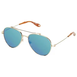 Givenchy Eyewear Givenchy - Aviator Sunglasses in Metal Frame with Golden Finish and Turquoise - Sunglasses - - Avvenice^ Sunglasses & Eyewear