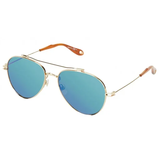 Givenchy Eyewear Givenchy - Aviator Sunglasses in Metal Frame with Golden Finish and Turquoise - Sunglasses - - Avvenice^ Sunglasses & Eyewear