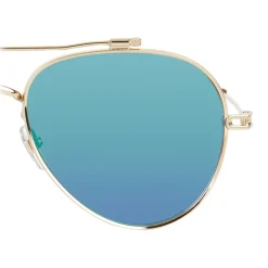 Givenchy Eyewear Givenchy - Aviator Sunglasses in Metal Frame with Golden Finish and Turquoise - Sunglasses - - Avvenice^ Sunglasses & Eyewear