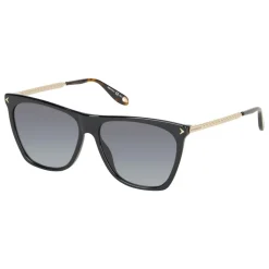 Givenchy Eyewear Givenchy - Black Acetate Sunglasses with Gold Metal Bars and Grey Lenses - Sunglasses - - Avvenice