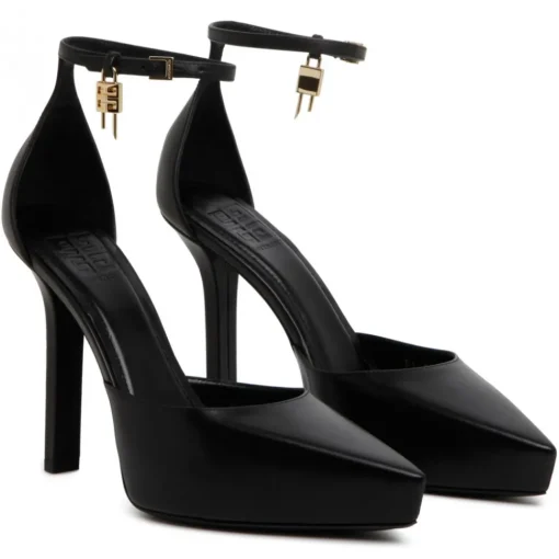 Givenchy - Black Calf Leather Lock Platform Pumps - Exclusive Luxury Collection - Avvenice