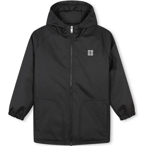 Givenchy - Logo-Embroidered Hooded Coat in Black - Exclusive Luxury Collection - Avvenice