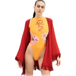 Grace - Grazia Di Miceli - Women's Kimono "Miyajima" Red - Luxury Collection - Made in Italy - High Quality - Avvenice^ Swimwear