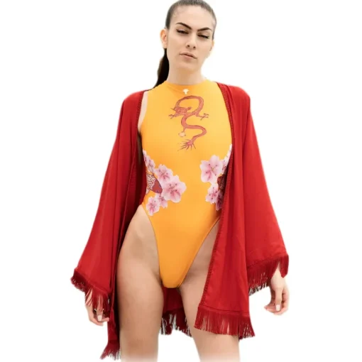 Grace - Grazia Di Miceli - Women's Kimono "Miyajima" Red - Luxury Collection - Made in Italy - High Quality - Avvenice^ Swimwear