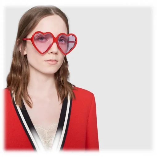Gucci Eyewear Gucci - Acetate Heart Sunglasses with Optimal Fit - Red Heart - - Avvenice