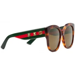 Gucci Eyewear Gucci - Acetate Square Sunglasses with Web Detail - Acetate Turtle - - Avvenice^ Sunglasses & Eyewear