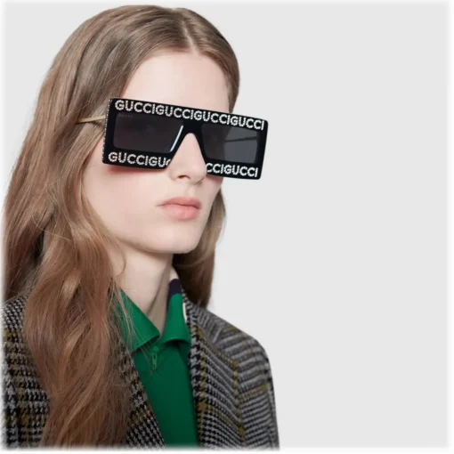 Gucci Eyewear Gucci - Acetate Sunglasses with Mask Frame - Black - - Avvenice