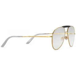 Gucci Eyewear Gucci - Aviator Metal Glasses - Gold coloured with Black Acetate Bridge - - Avvenice