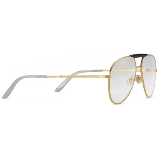 Gucci Eyewear Gucci - Aviator Metal Glasses - Gold coloured with Black Acetate Bridge - - Avvenice