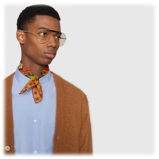 Gucci Eyewear Gucci - Aviator Metal Glasses - Gold coloured with Black Acetate Bridge - - Avvenice