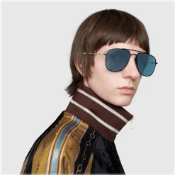 Gucci Eyewear Gucci - Aviator Sunglassed - Black Blue - - Avvenice^ Sunglasses & Eyewear
