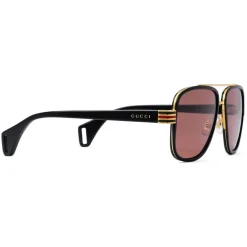 Gucci Eyewear Gucci - Aviator Sunglasses - Acetate Black Glossy Green Red Web - - Avvenice