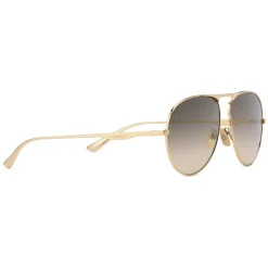 Gucci Eyewear Gucci - Aviator Sunglasses in Metal - Gold Coloured Shaded Brown Lenses - - Avvenice^ Sunglasses & Eyewear