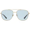 Gucci Eyewear Gucci - Navigator Sunglasses in Metal - Shiny Gold Lenses Blue - - Avvenice
