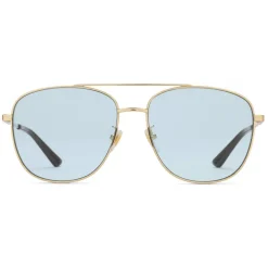 Gucci Eyewear Gucci - Navigator Sunglasses in Metal - Shiny Gold Lenses Blue - - Avvenice